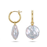 Petal Baroque Pearl Pendant Hoop Earrings gembea jewelry