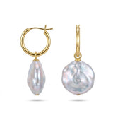 Petal Baroque Pearl Pendant Hoop Earrings gembea jewelry