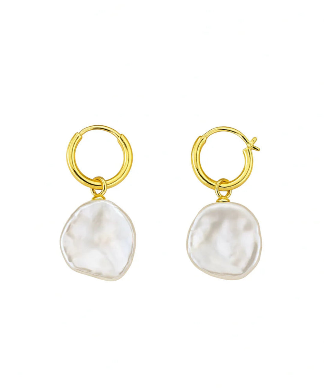 Petal Baroque Pearl Pendant Hoop Earrings gembea jewelry