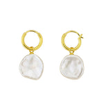 Petal Baroque Pearl Pendant Hoop Earrings gembea jewelry
