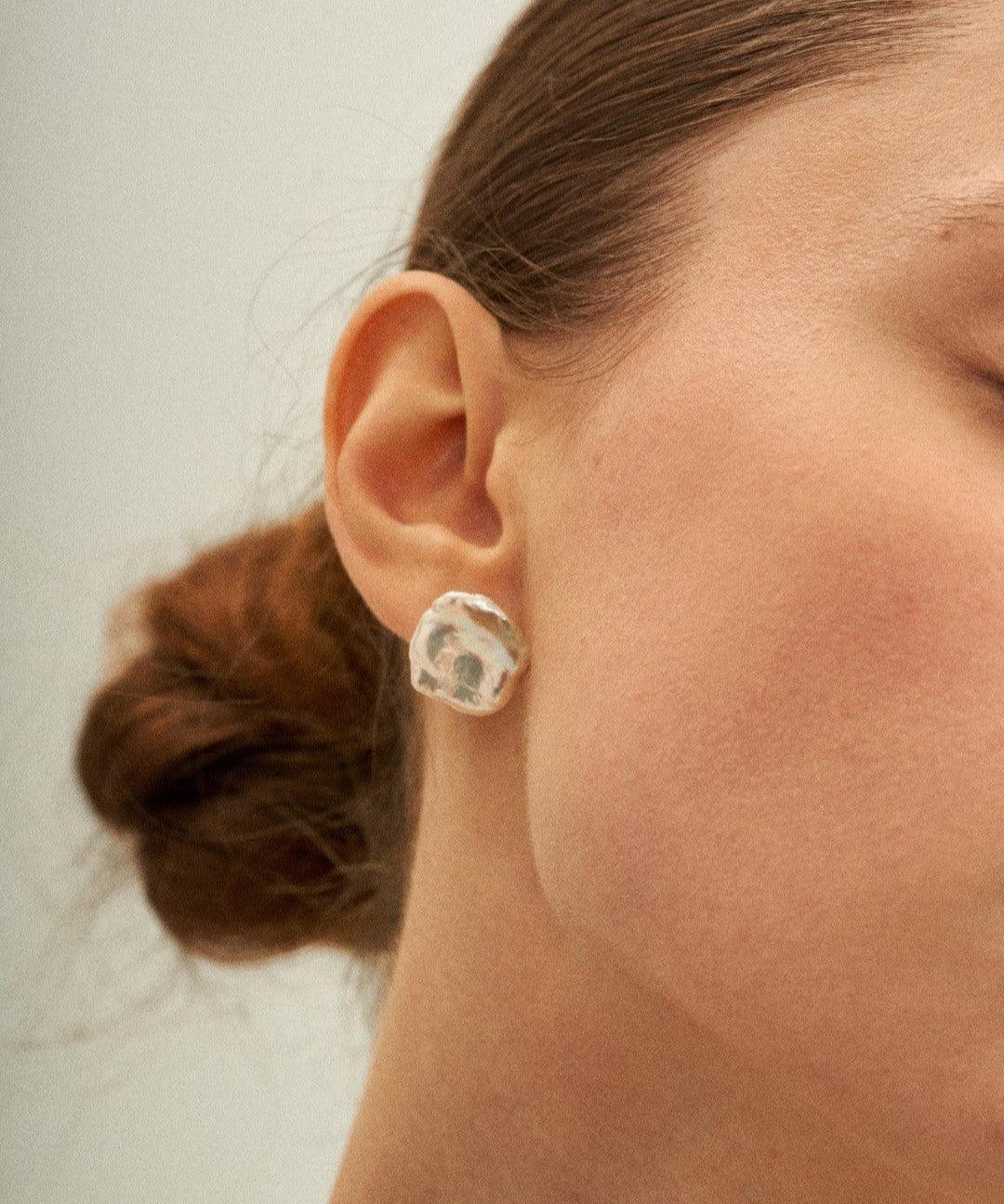 Petal Baroque Pearl Stud Earrings - Gembea Jewelry