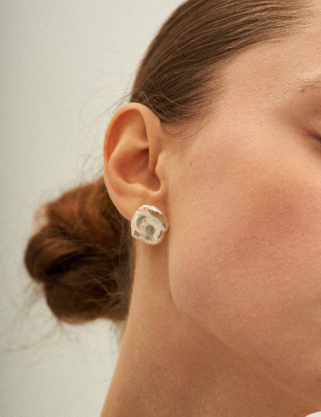 Petal Baroque Pearl Stud Earrings - Gembea Jewelry