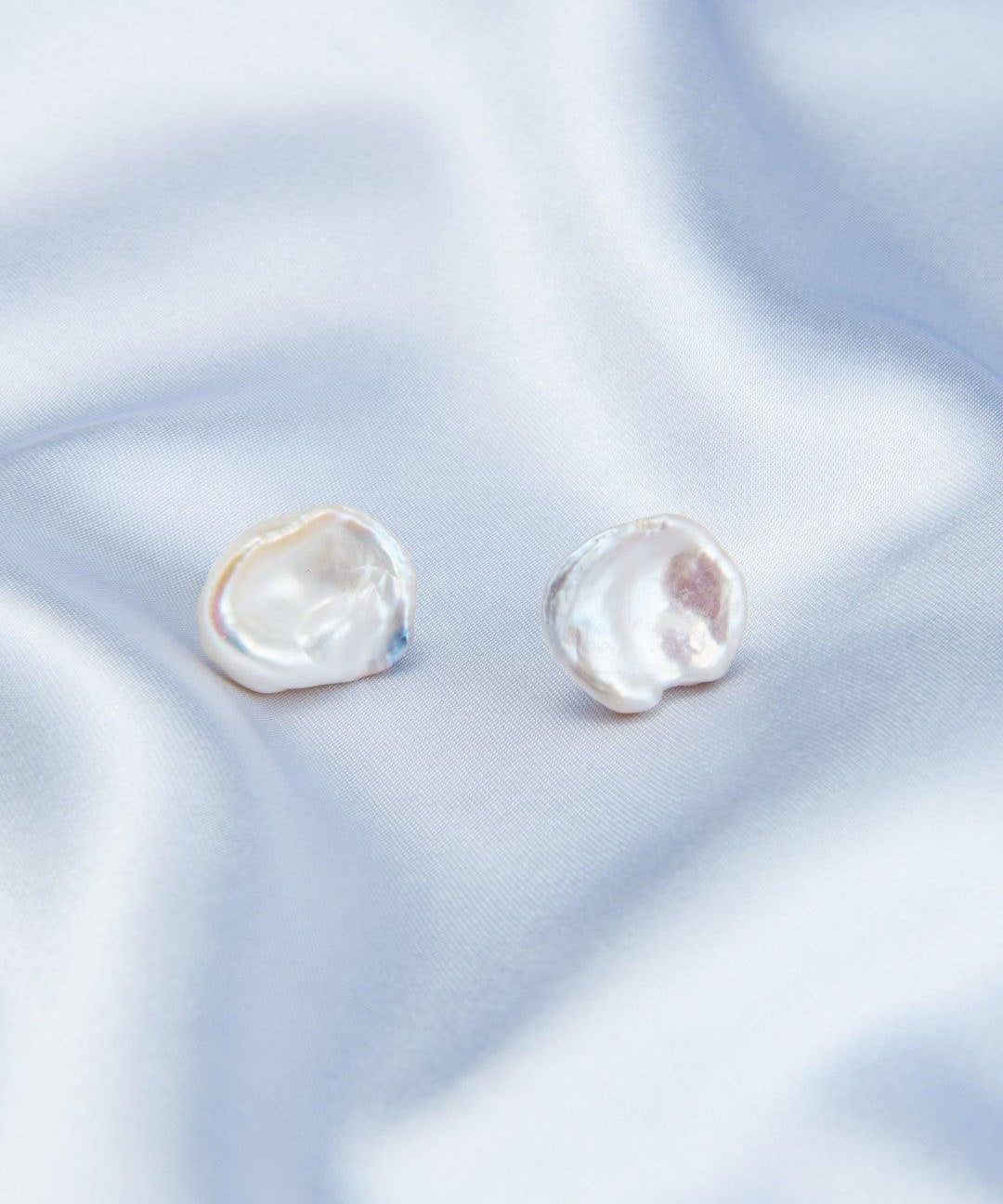 Petal Baroque Pearl Stud Earrings - Gembea Jewelry