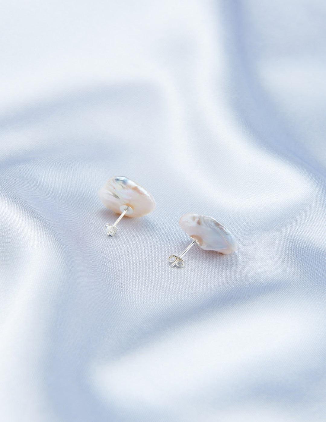 Petal Baroque Pearl Stud Earrings - Gembea Jewelry