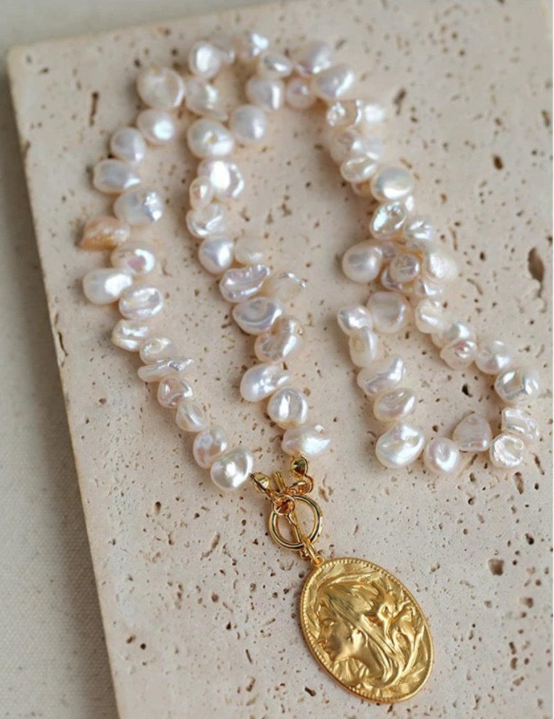 Petal Goddess Natural Baroque Pearl Necklace - Gembea Jewelry