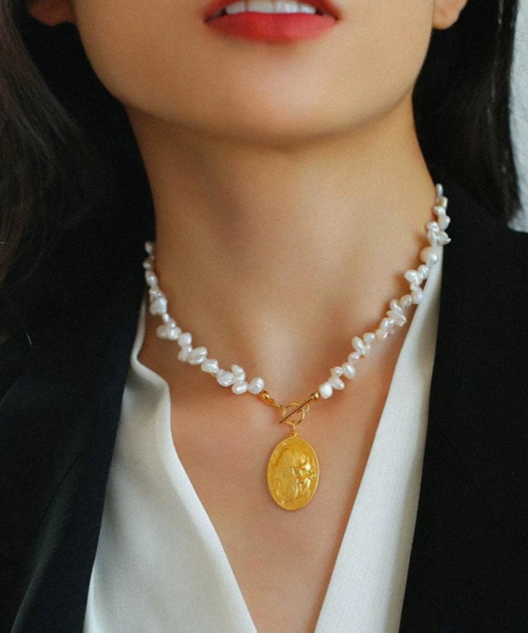 Petal Goddess Natural Baroque Pearl Necklace - Gembea Jewelry