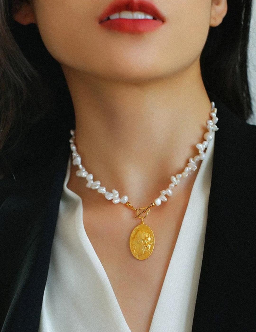 Petal Goddess Natural Baroque Pearl Necklace - Gembea Jewelry