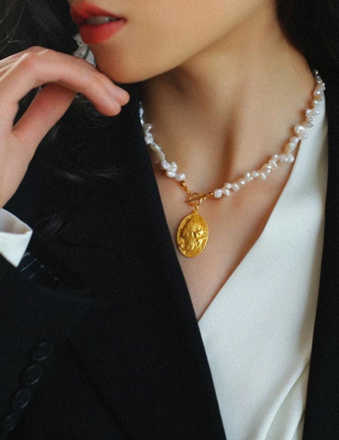 Petal Goddess Natural Baroque Pearl Necklace - Gembea Jewelry