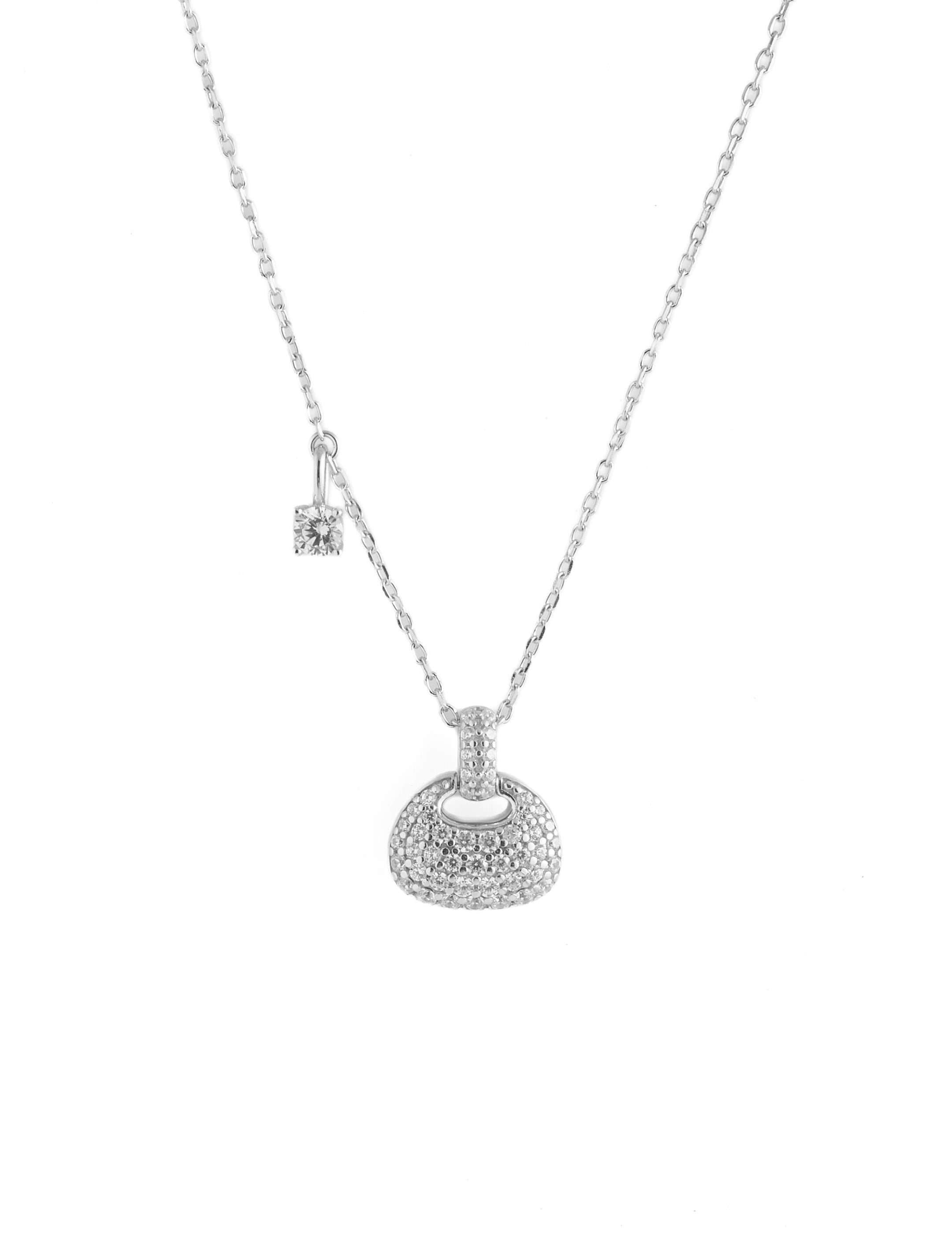 Petit Bag Lab-grown Diamond Silver Chain Necklace gembea jewelry
