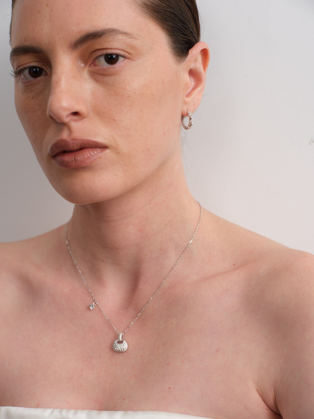 Petit Bag Lab-grown Diamond Silver Chain Necklace gembea jewelry