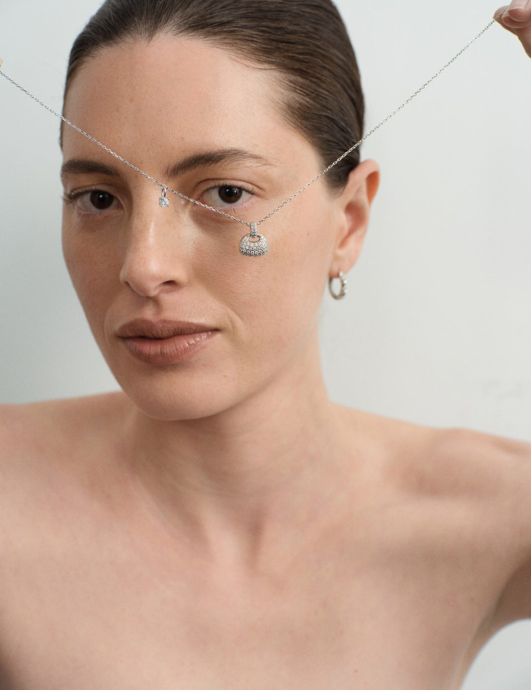 Petit Bag Lab-grown Diamond Silver Chain Necklace gembea jewelry