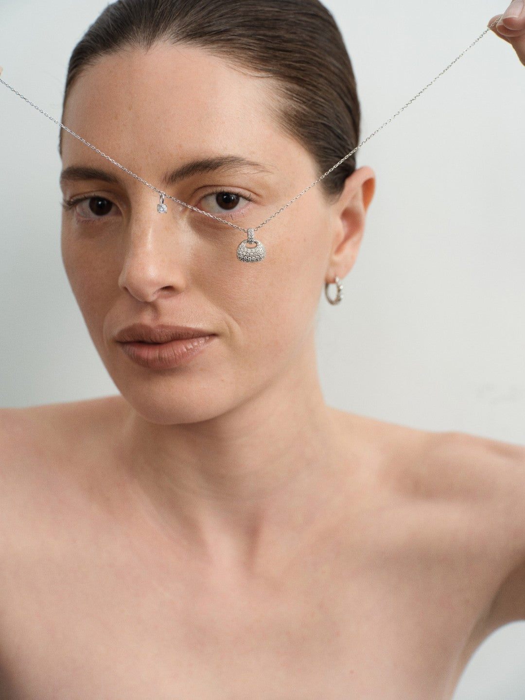 Petit Bag Lab-grown Diamond Silver Chain Necklace gembea jewelry