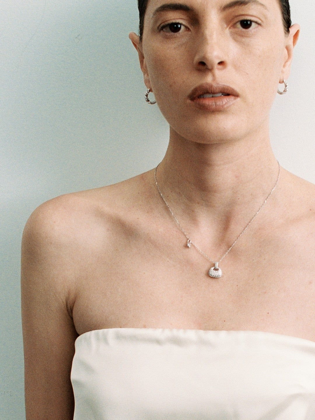 Petit Bag Lab-grown Diamond Silver Chain Necklace gembea jewelry