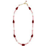 Pink Ombra Red Agate Waterdrop Beaded Necklace gembea jewelry
