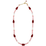 Pink Ombra Red Agate Waterdrop Beaded Necklace gembea jewelry