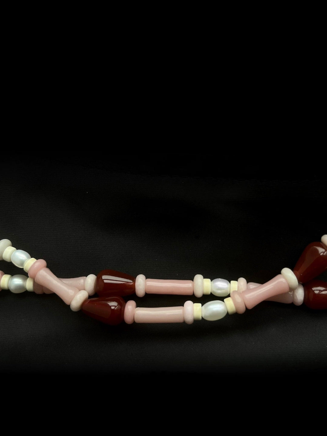 Pink Ombra Red Agate Waterdrop Beaded Necklace gembea jewelry