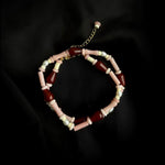 Pink Ombra Red Agate Waterdrop Beaded Necklace gembea jewelry