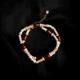 Pink Ombra Red Agate Waterdrop Beaded Necklace gembea jewelry