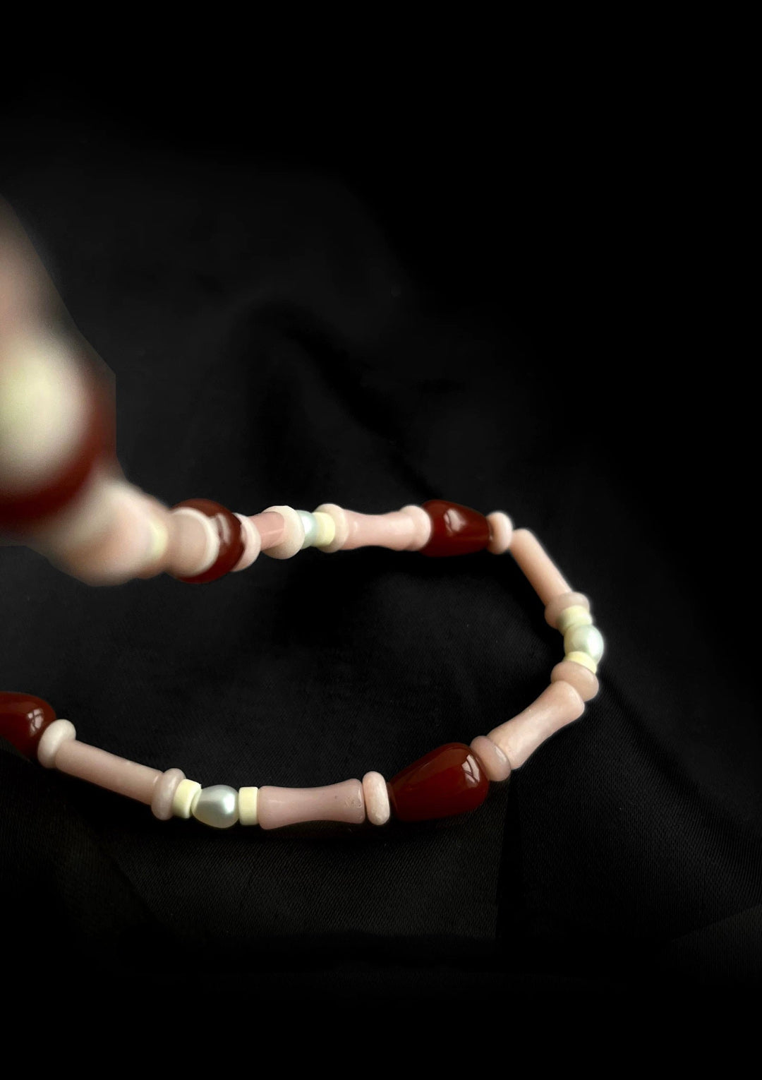 Pink Ombra Red Agate Waterdrop Beaded Necklace gembea jewelry