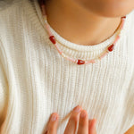 Pink Ombra Red Agate Waterdrop Beaded Necklace gembea jewelry