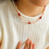 Pink Ombra Red Agate Waterdrop Beaded Necklace gembea jewelry