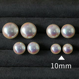 Pink Aurora Flat Round Artificial Pearl Earrings-Gembea jewelry
