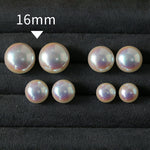 Pink Aurora Flat Round Artificial Pearl Earrings-Gembea jewelry