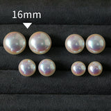 Pink Aurora Flat Round Artificial Pearl Earrings-Gembea jewelry
