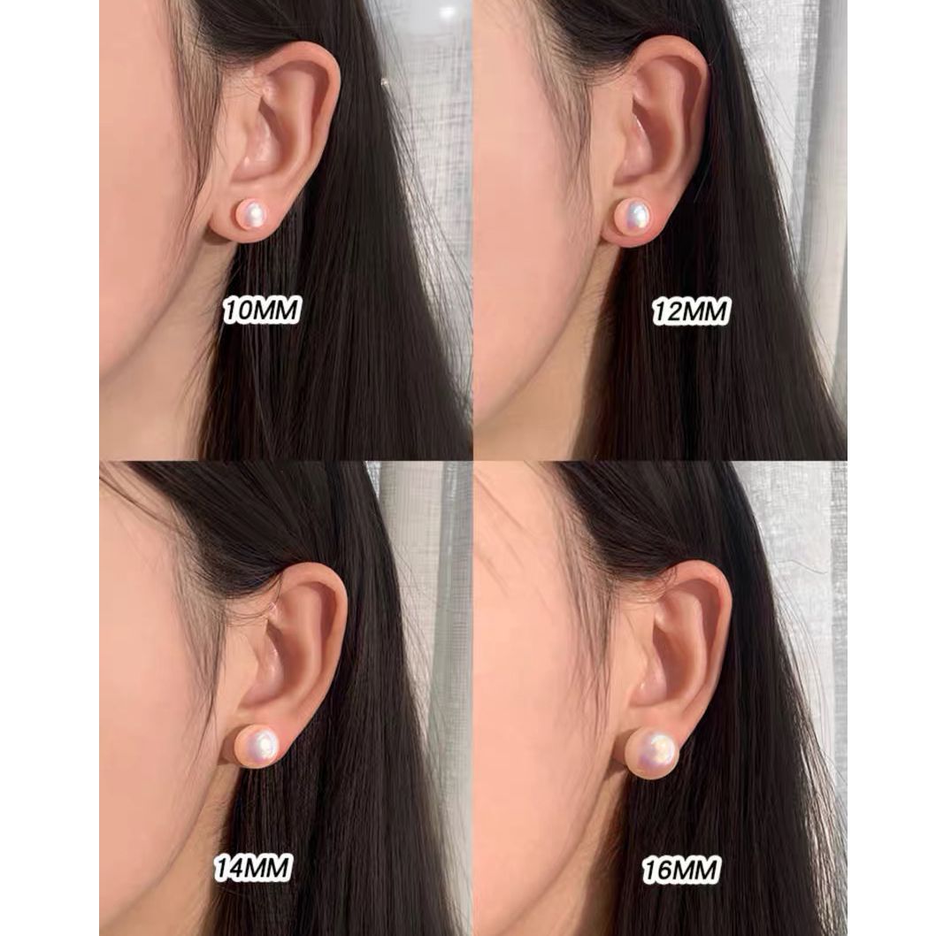 Pink Aurora Flat Round Artificial Pearl Earrings-Gembea jewelry