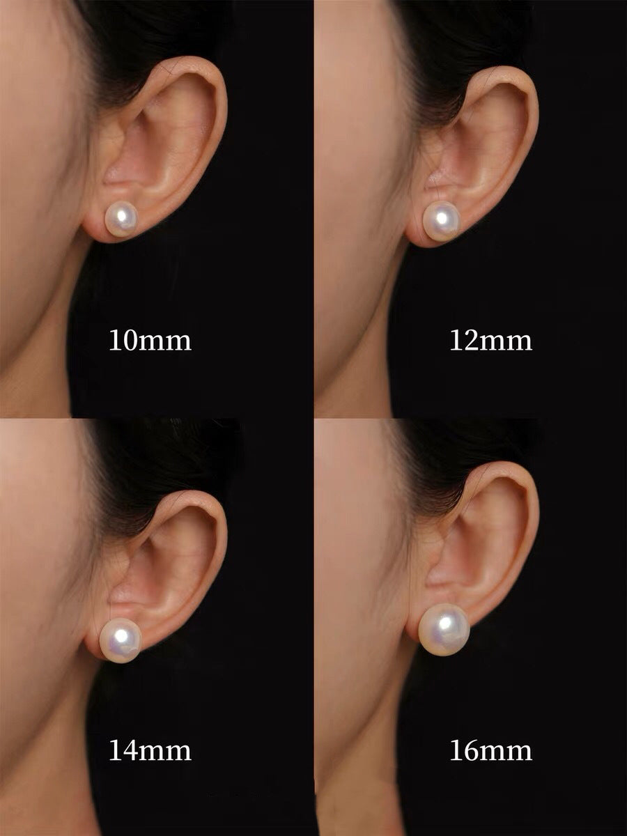 Pink Aurora Flat Round Artificial Pearl Earrings-Gembea jewelry