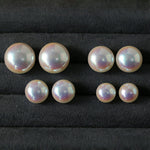 Pink Aurora Flat Round Artificial Pearl Earrings-Gembea jewelry