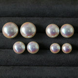 Pink Aurora Flat Round Artificial Pearl Earrings-Gembea jewelry