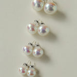Pink Aurora Flat Round Artificial Pearl Earrings-Gembea jewelry