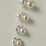 Pink Aurora Flat Round Artificial Pearl Earrings-Gembea jewelry