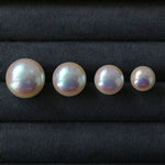 Pink Aurora Flat Round Artificial Pearl Earrings-Gembea jewelry