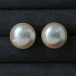 Pink Aurora Flat Round Artificial Pearl Earrings-Gembea jewelry