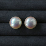 Pink Aurora Flat Round Artificial Pearl Earrings-Gembea jewelry