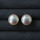 Pink Aurora Flat Round Artificial Pearl Earrings-Gembea jewelry