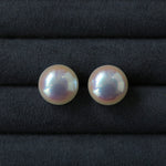 Pink Aurora Flat Round Artificial Pearl Earrings-Gembea jewelry