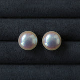 Pink Aurora Flat Round Artificial Pearl Earrings-Gembea jewelry