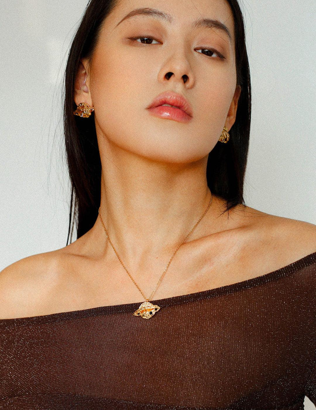 Planet Element Gold Single Pendant Necklace - Gembea Jewelry