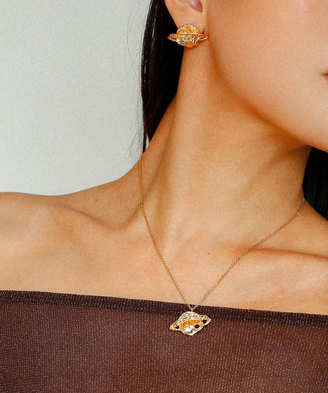 Planet Element Gold Pendant Earrings - Gembea Jewelry
