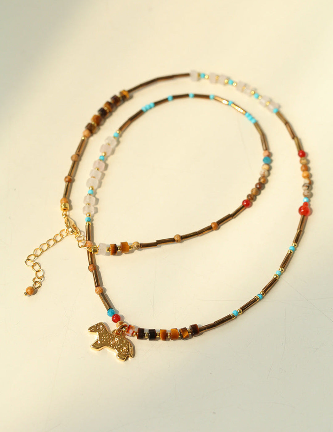 Pony Pendant Natural Stone Necklace-Gembea Jewelry