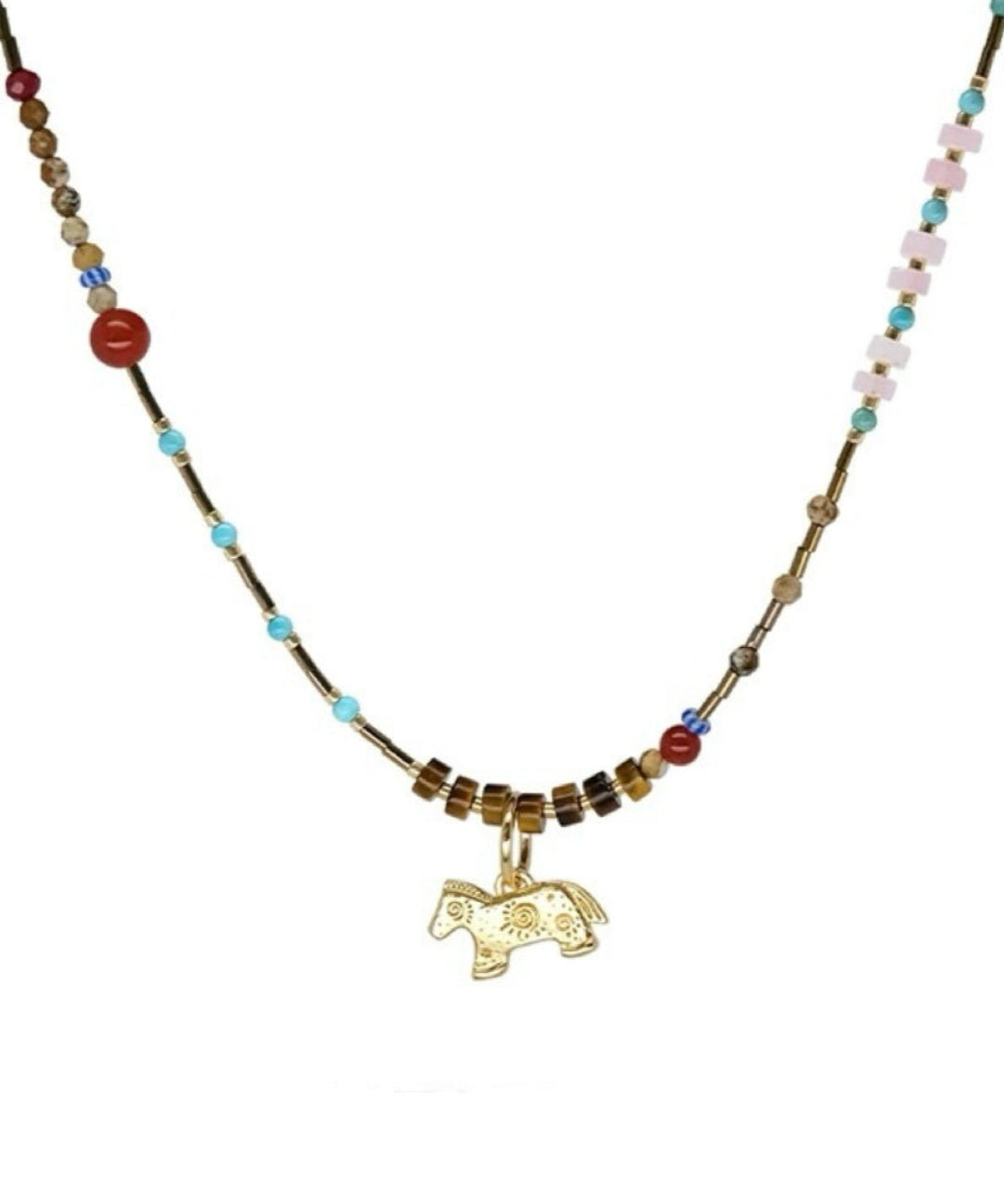 Pony Pendant Natural Stone Necklace gembea jewelry