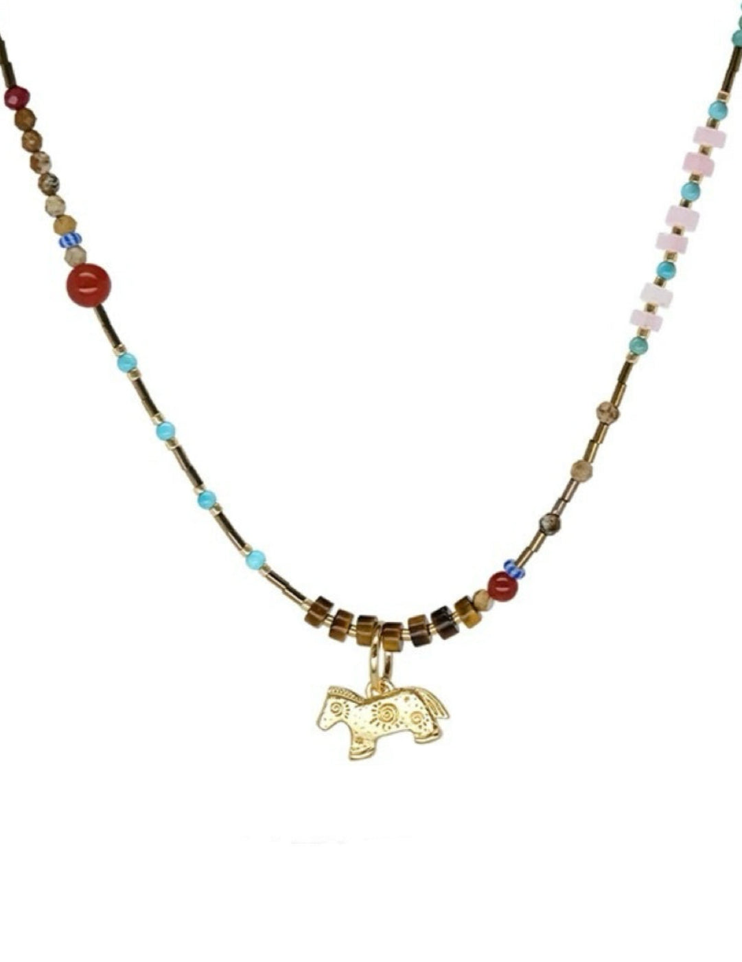 Pony Pendant Natural Stone Necklace gembea jewelry