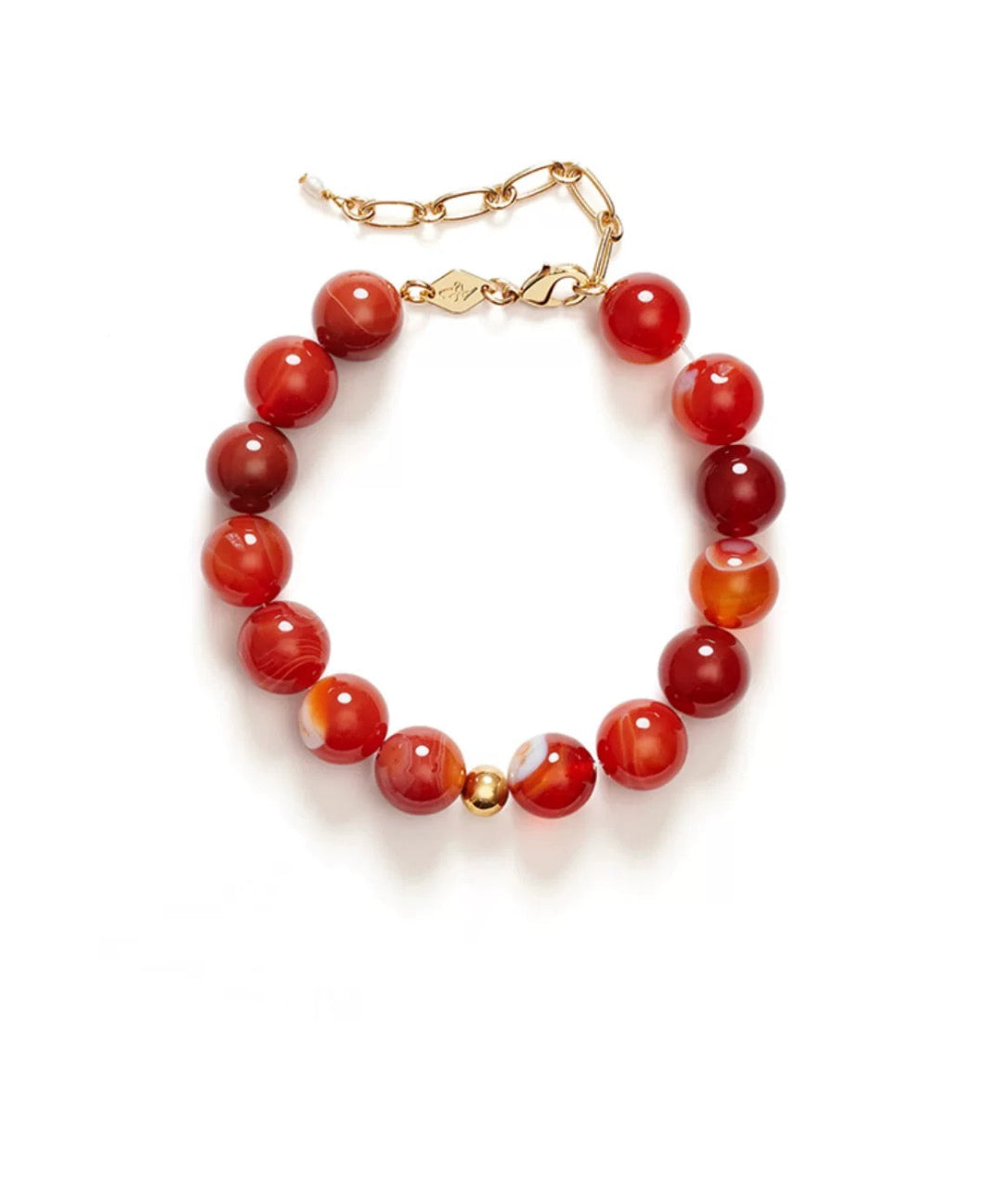 Primary Red Agate Round Beaded Bracelet gembea jewelry