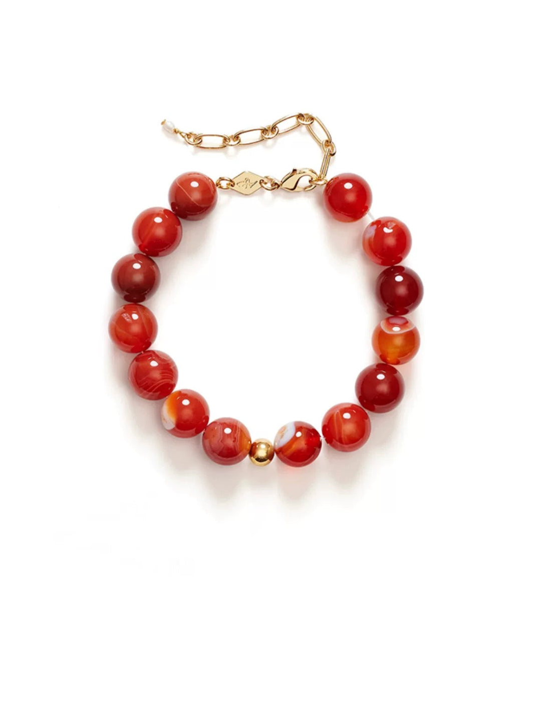 Primary Red Agate Round Beaded Bracelet gembea jewelry