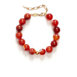 Primary Red Agate Round Beaded Bracelet gembea jewelry