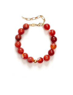 Primary Red Agate Round Beaded Bracelet gembea jewelry