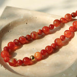 Primary Red Agate Round Beaded Necklace - Gembea Jewelry